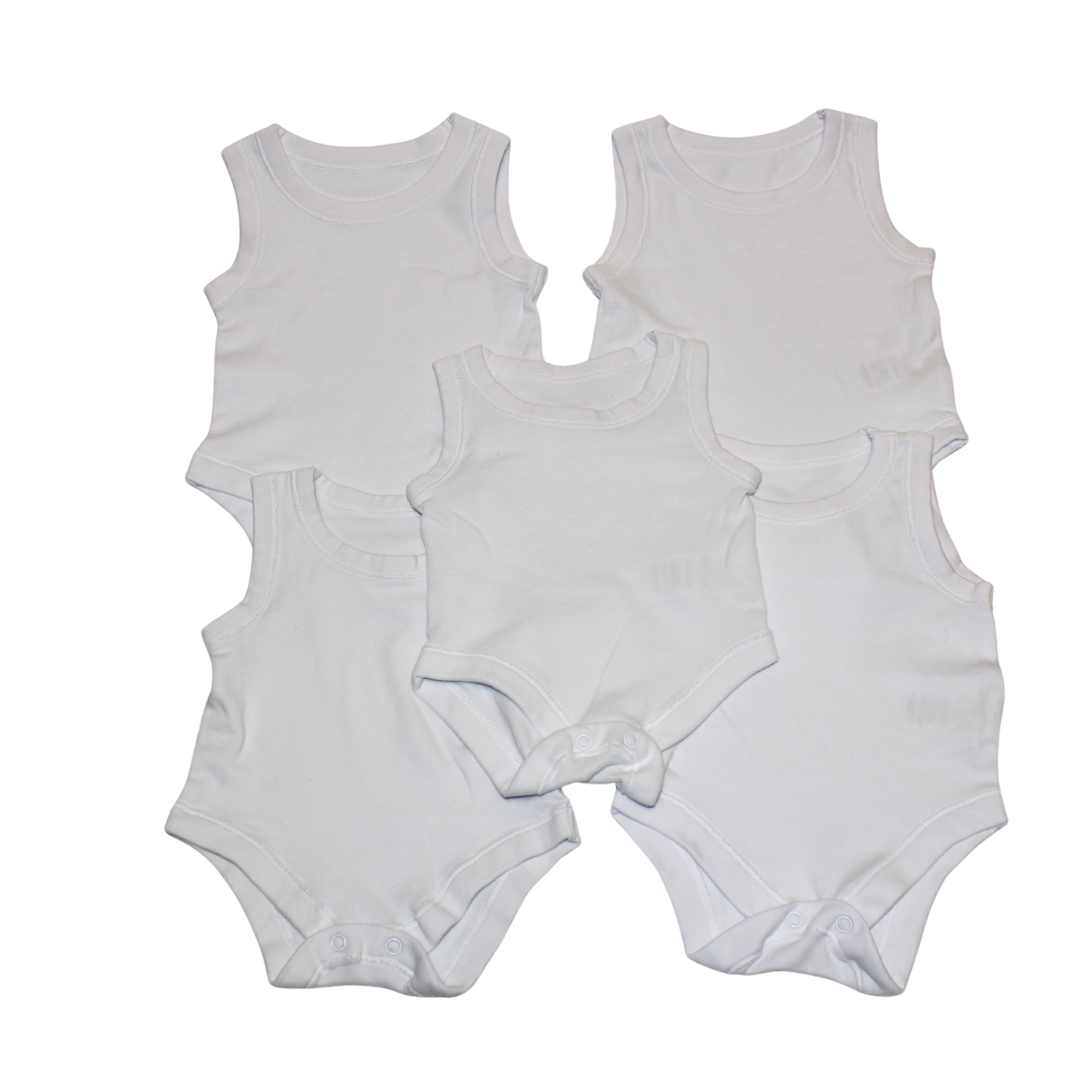 5x White Sleeveless Vests