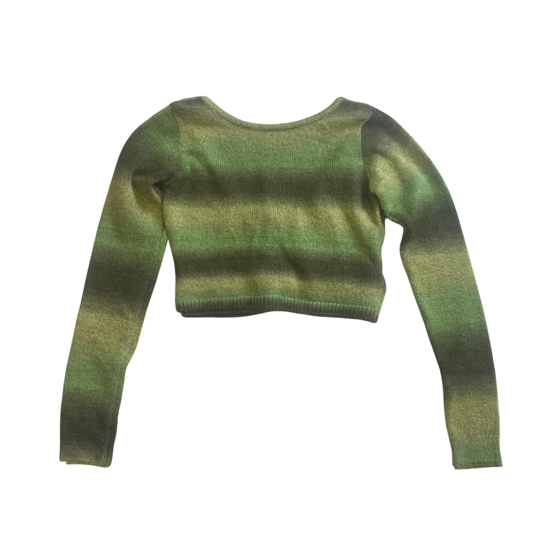 Green Knit Cut Out Crop Jumper