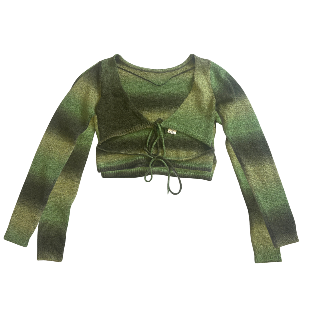 Green Knit Cut Out Crop Jumper