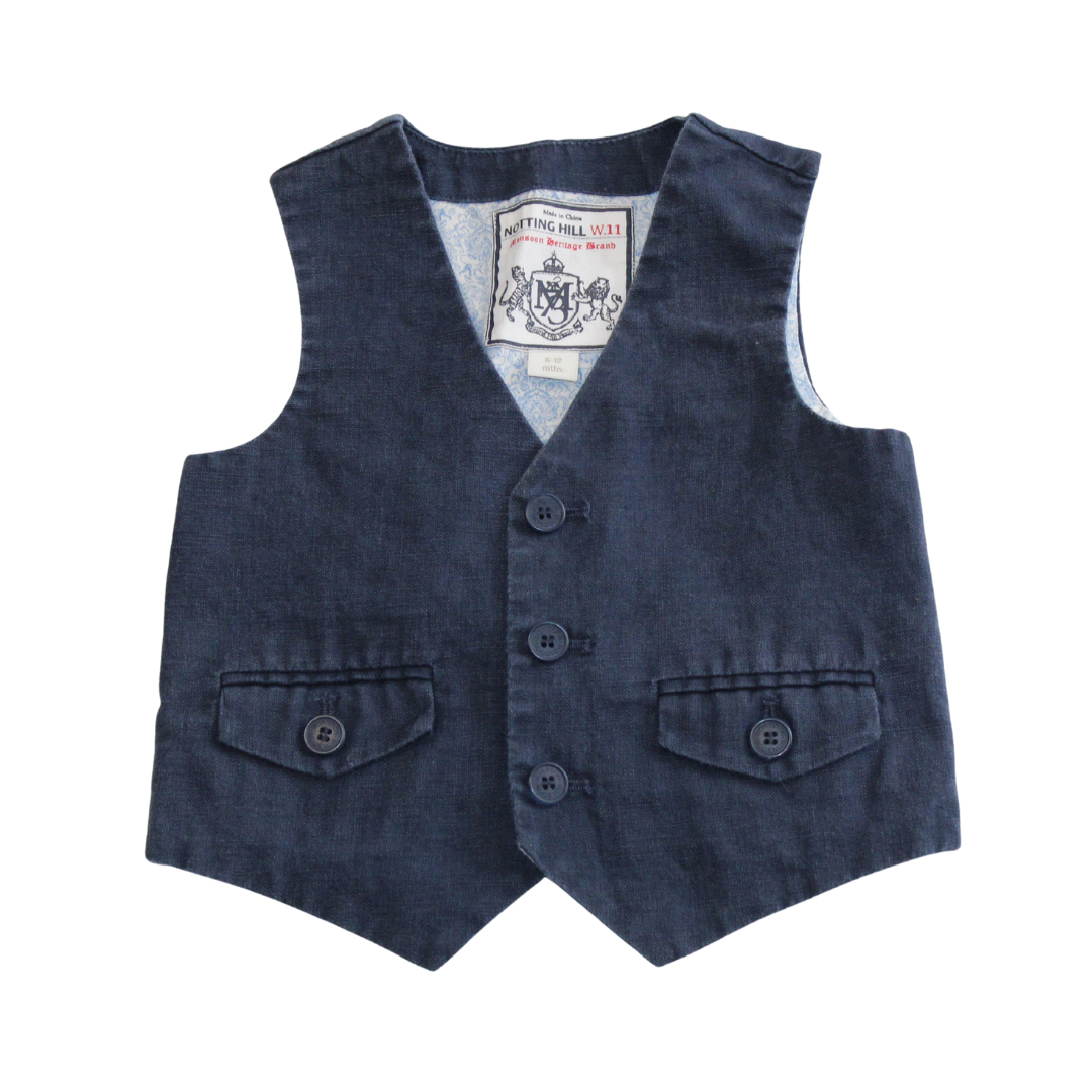 Linen Blue Waist Coat