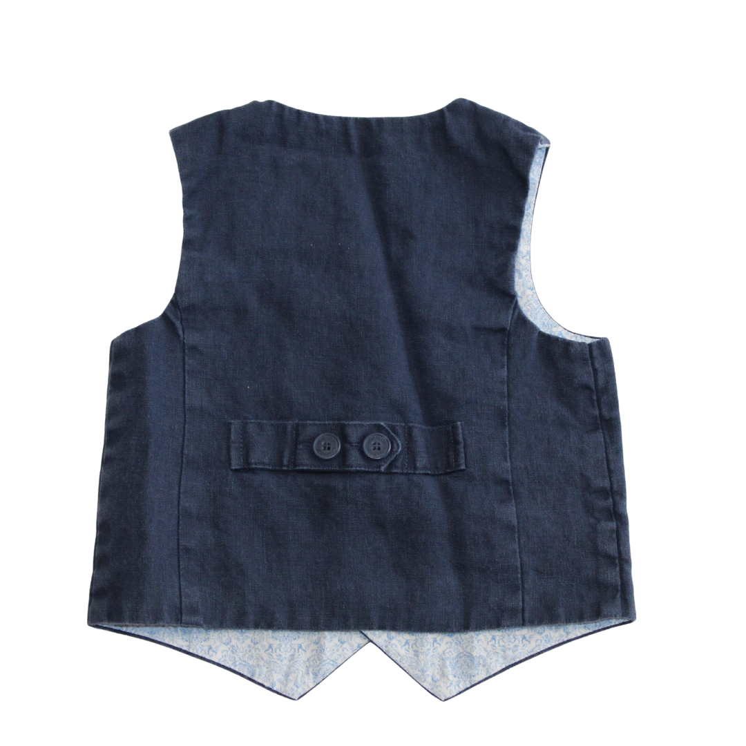 Linen Blue Waist Coat
