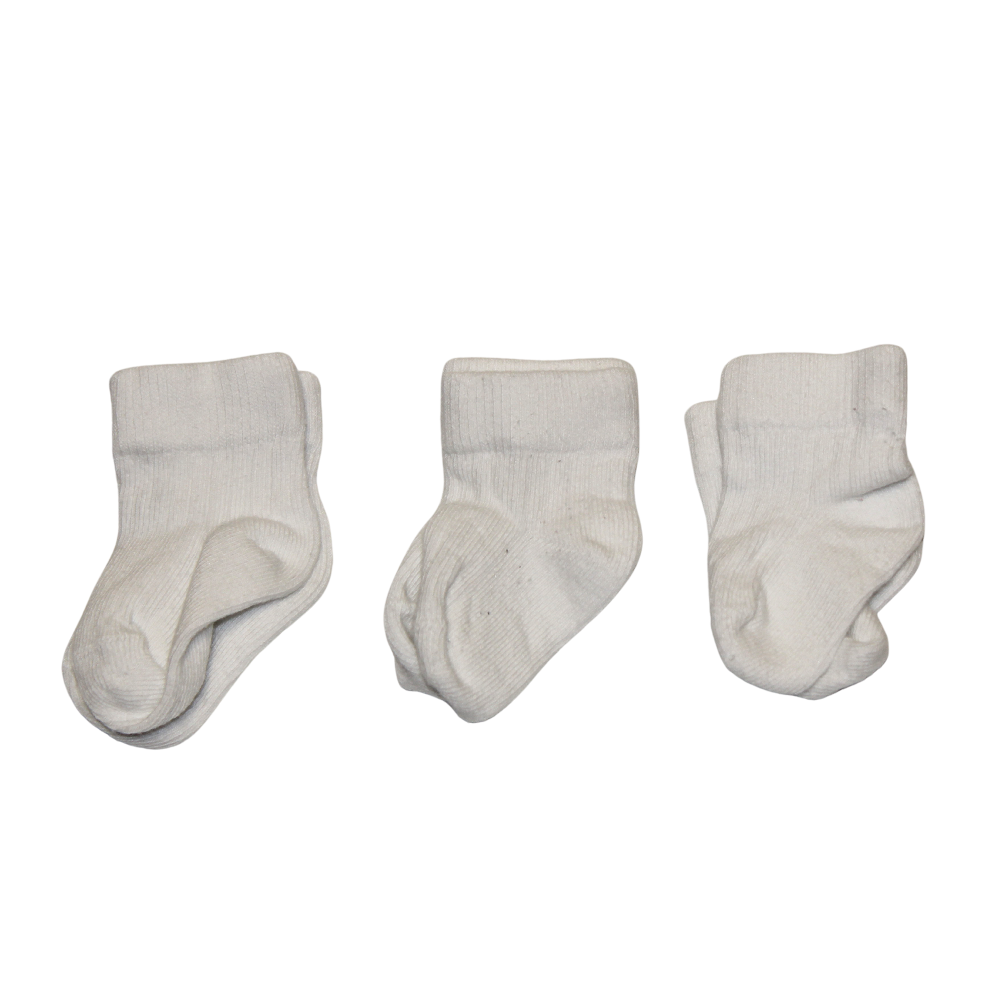 3x White Ribbed Socks