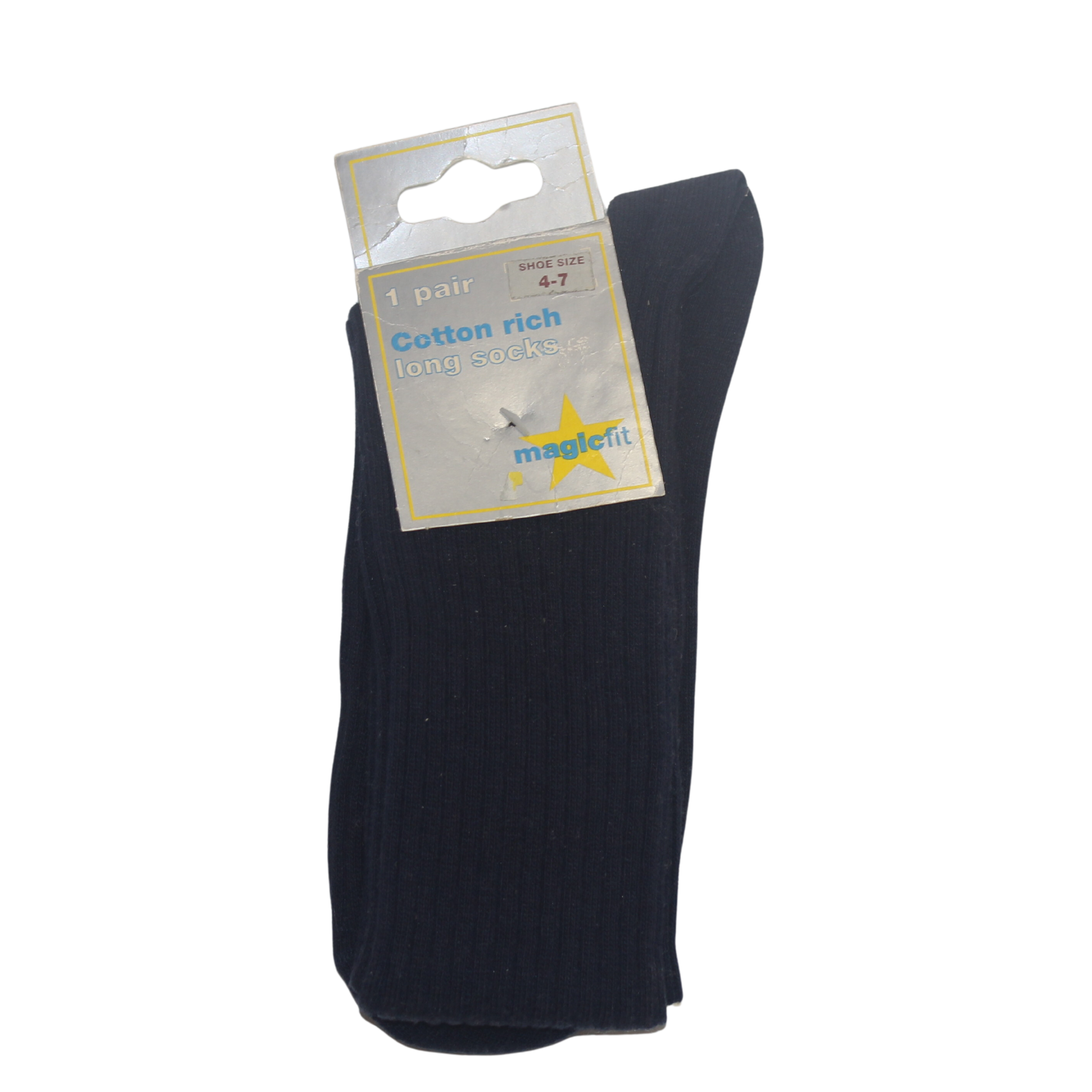 Ribbed Navy Cotton Rich Long Socks 4-7