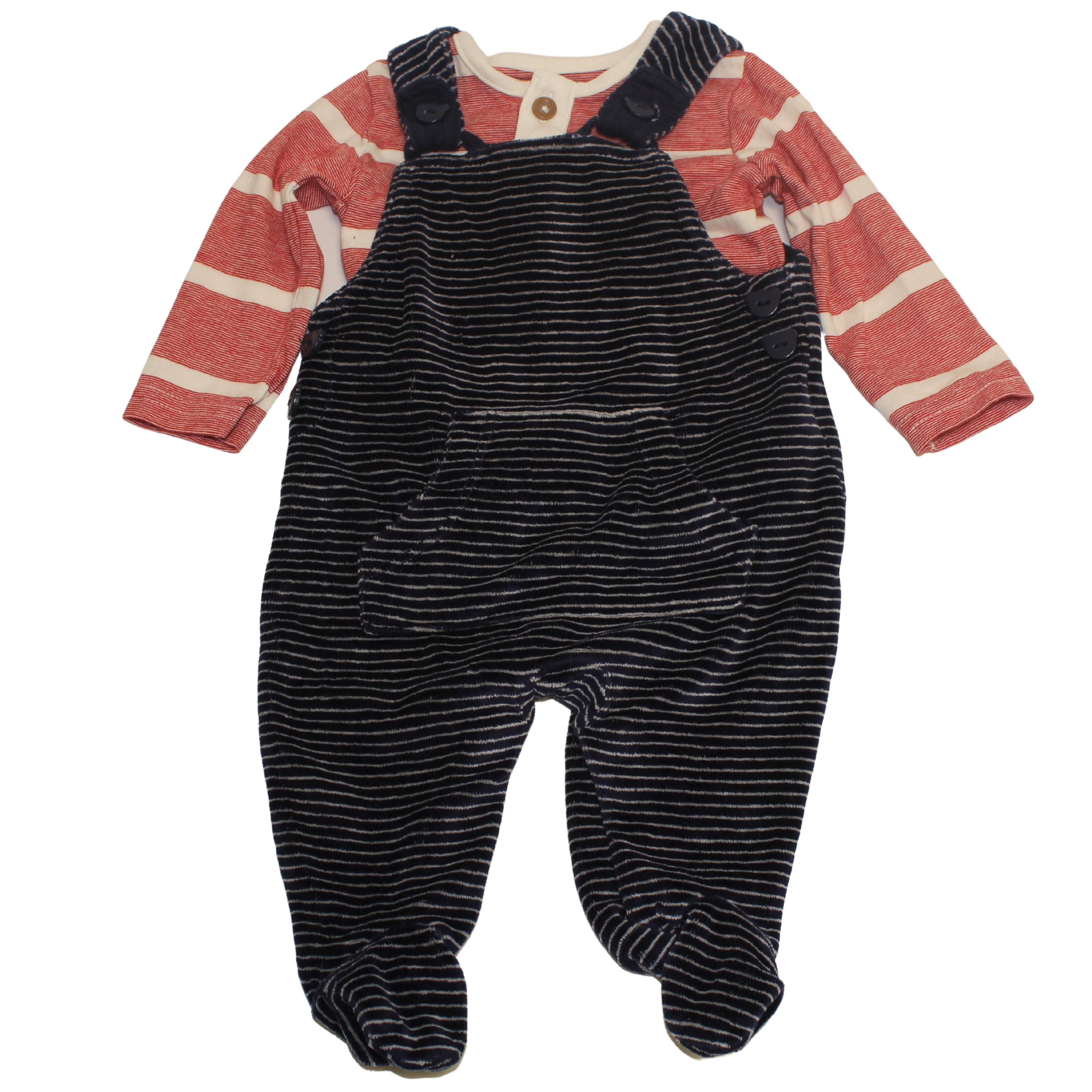 Velour Striped Dungarees