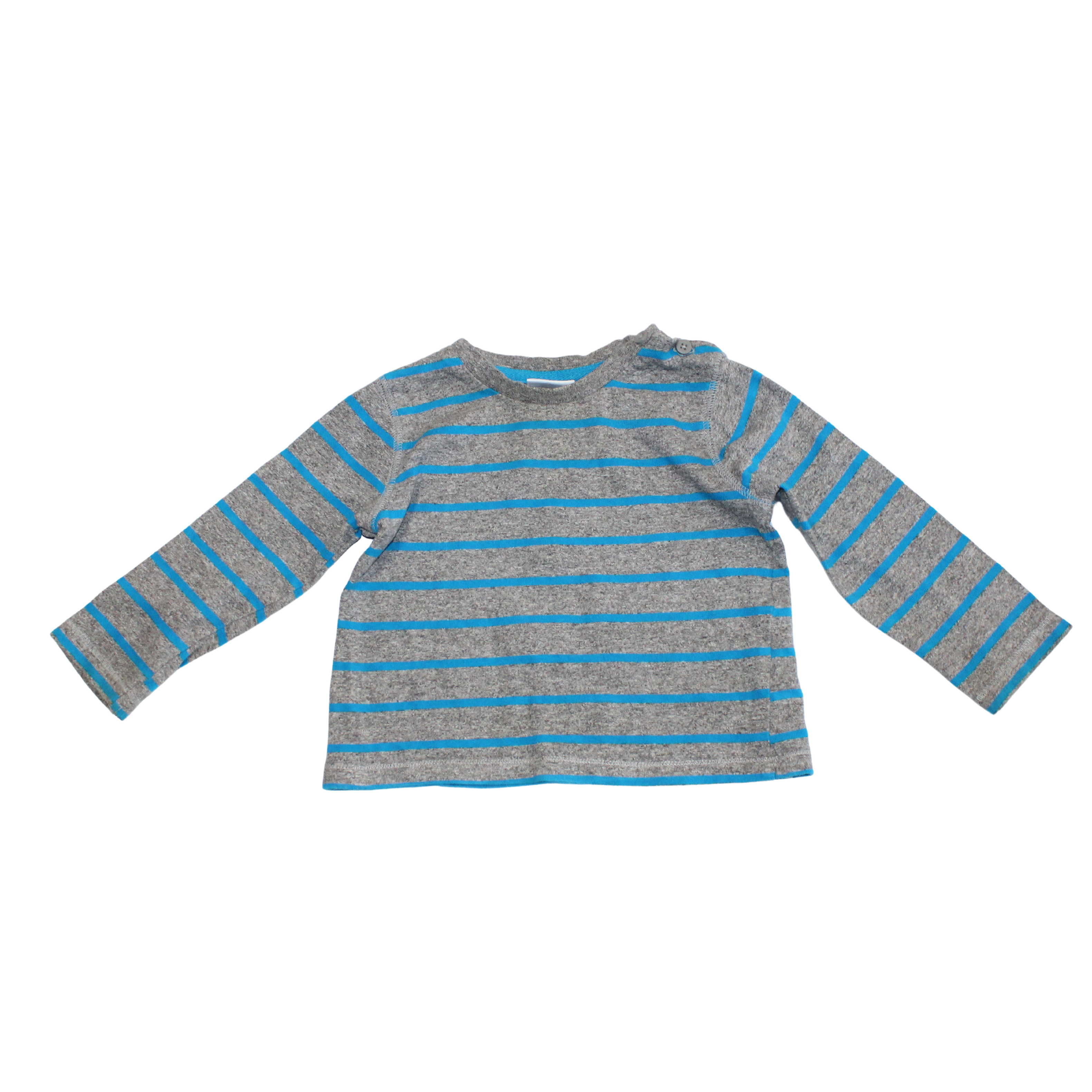 Grey Blue Striped Long Sleeve Top