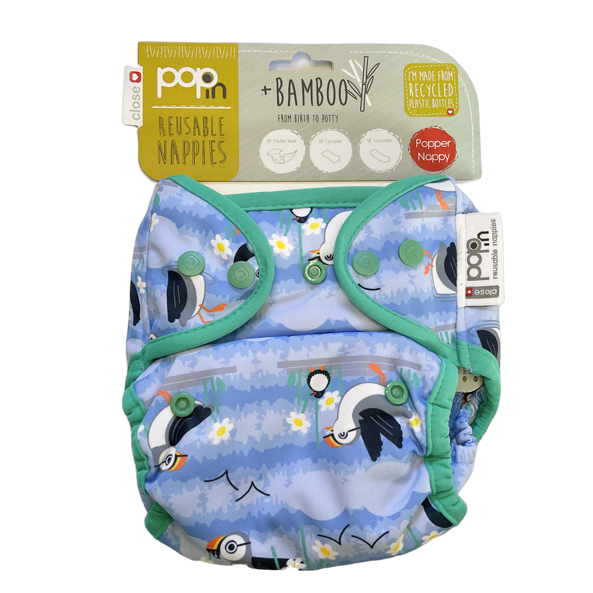 Pop-In Reusable Nappy Popper Puffins