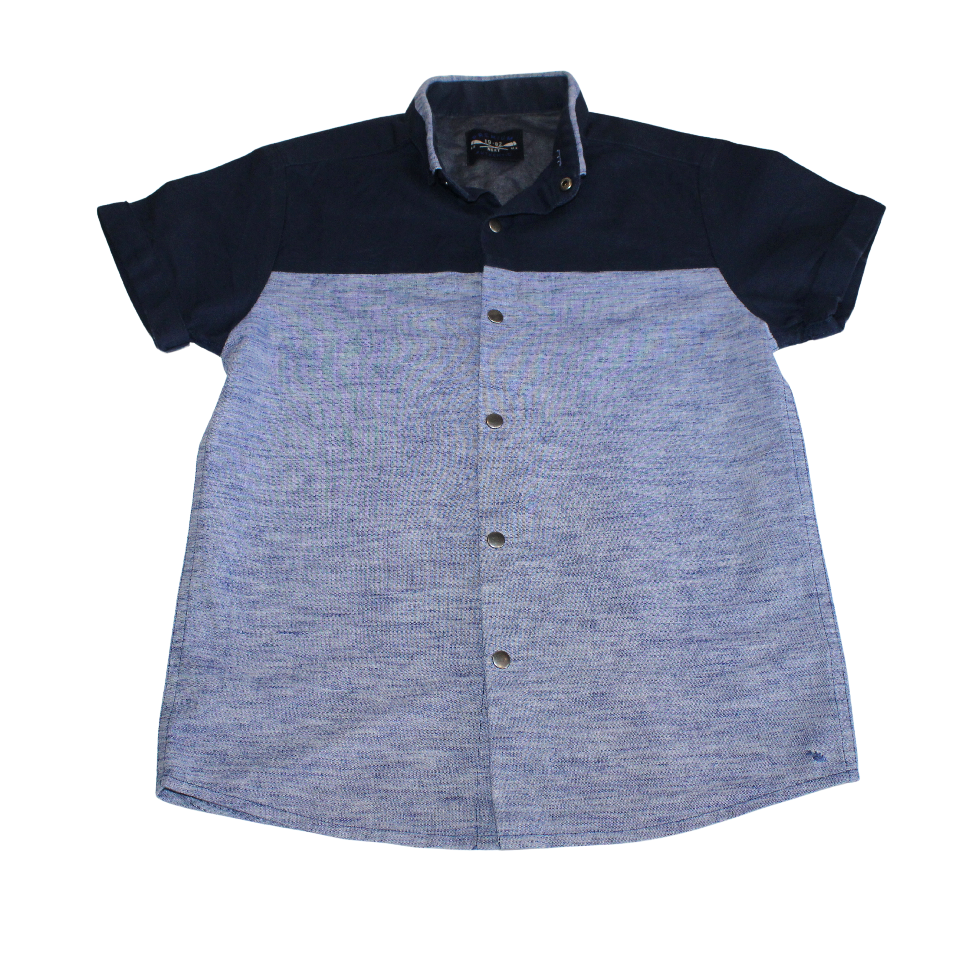 Blue Short Sleeve Popper Shirt