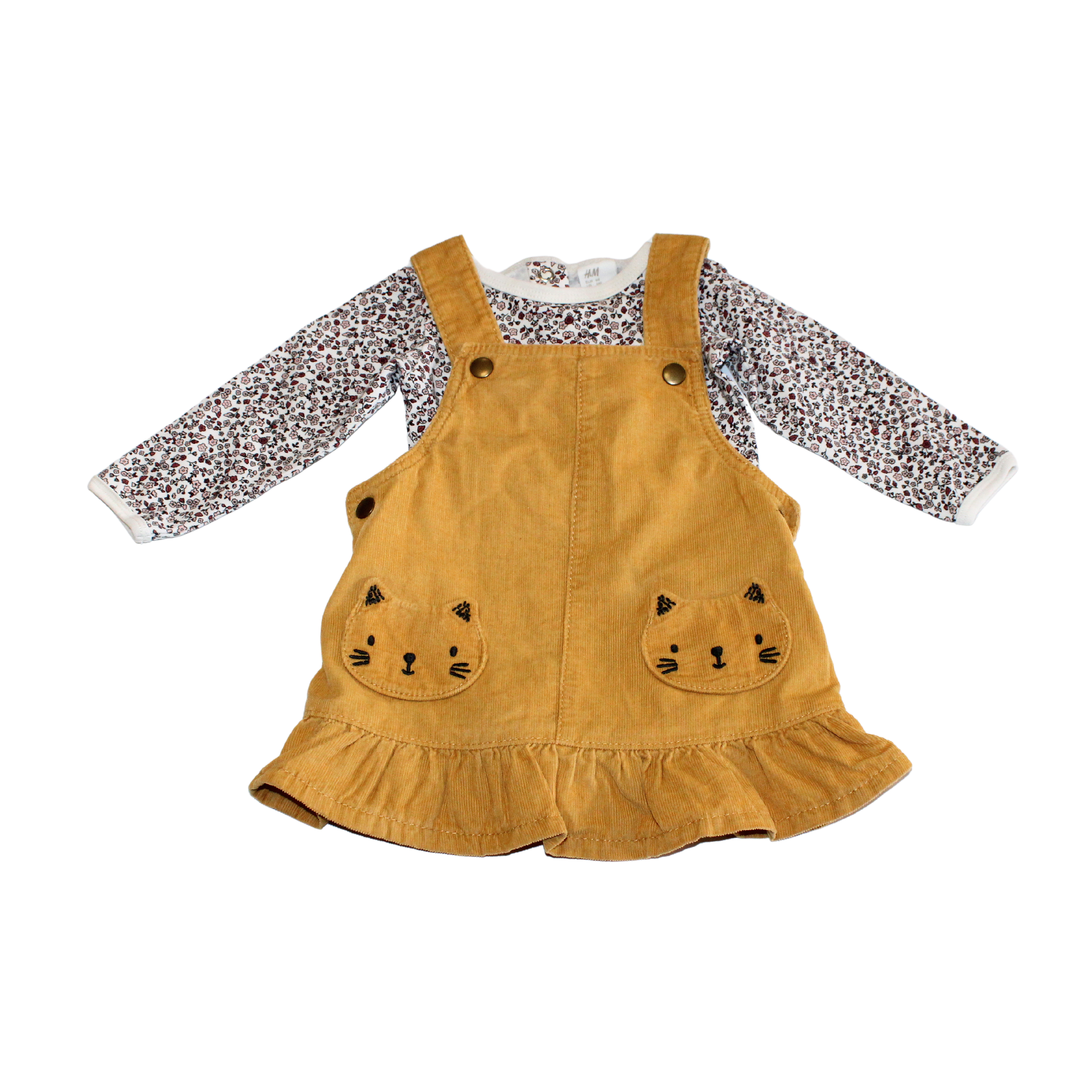 Mustard Dungaree Dress Set