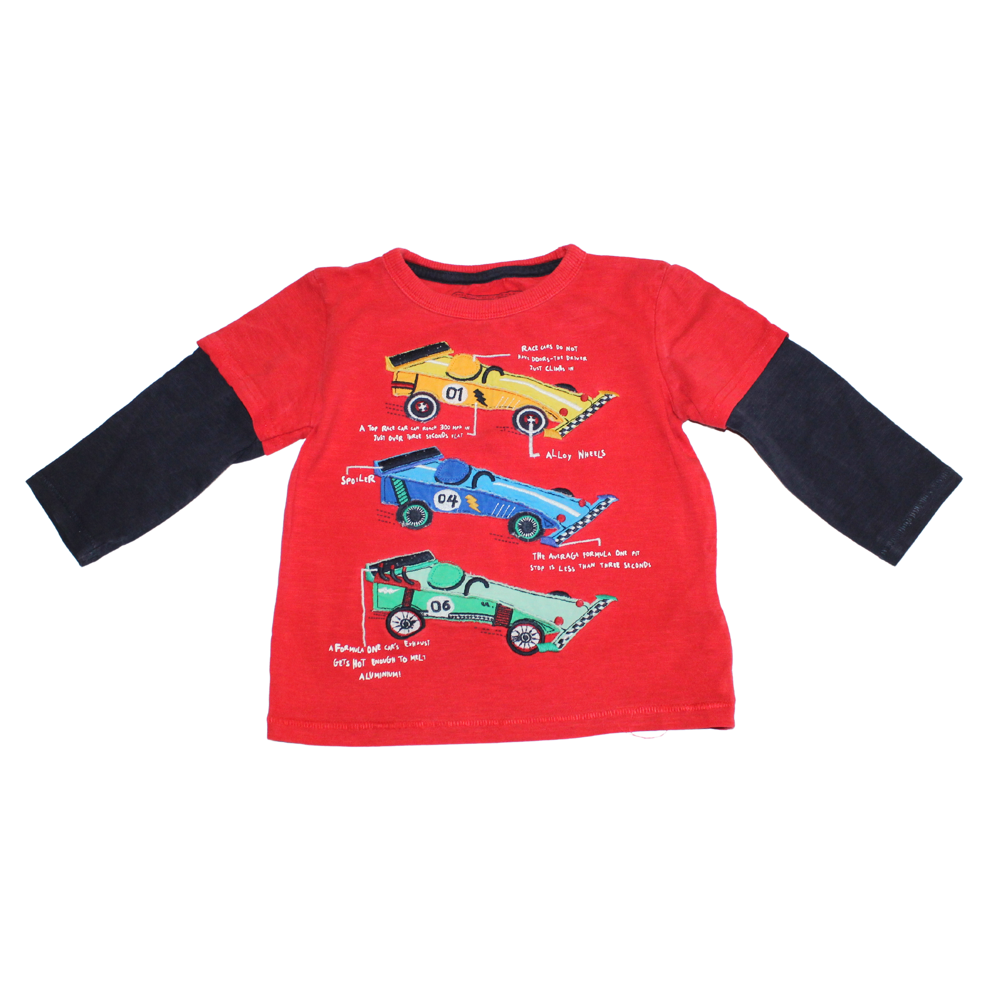 Race Car Applique Long Sleeve Top