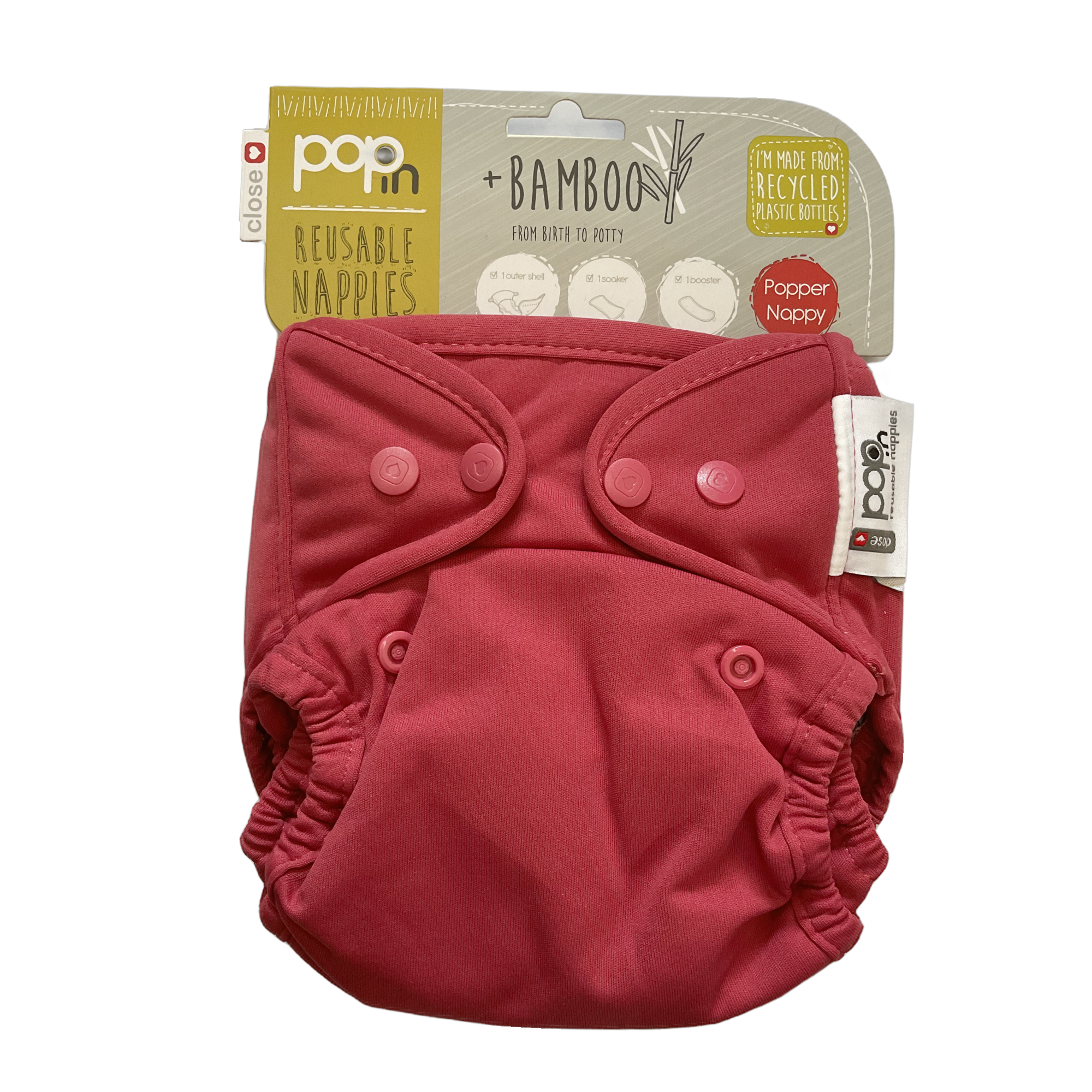Pop-In Reusable Nappy Poppers Raspberry