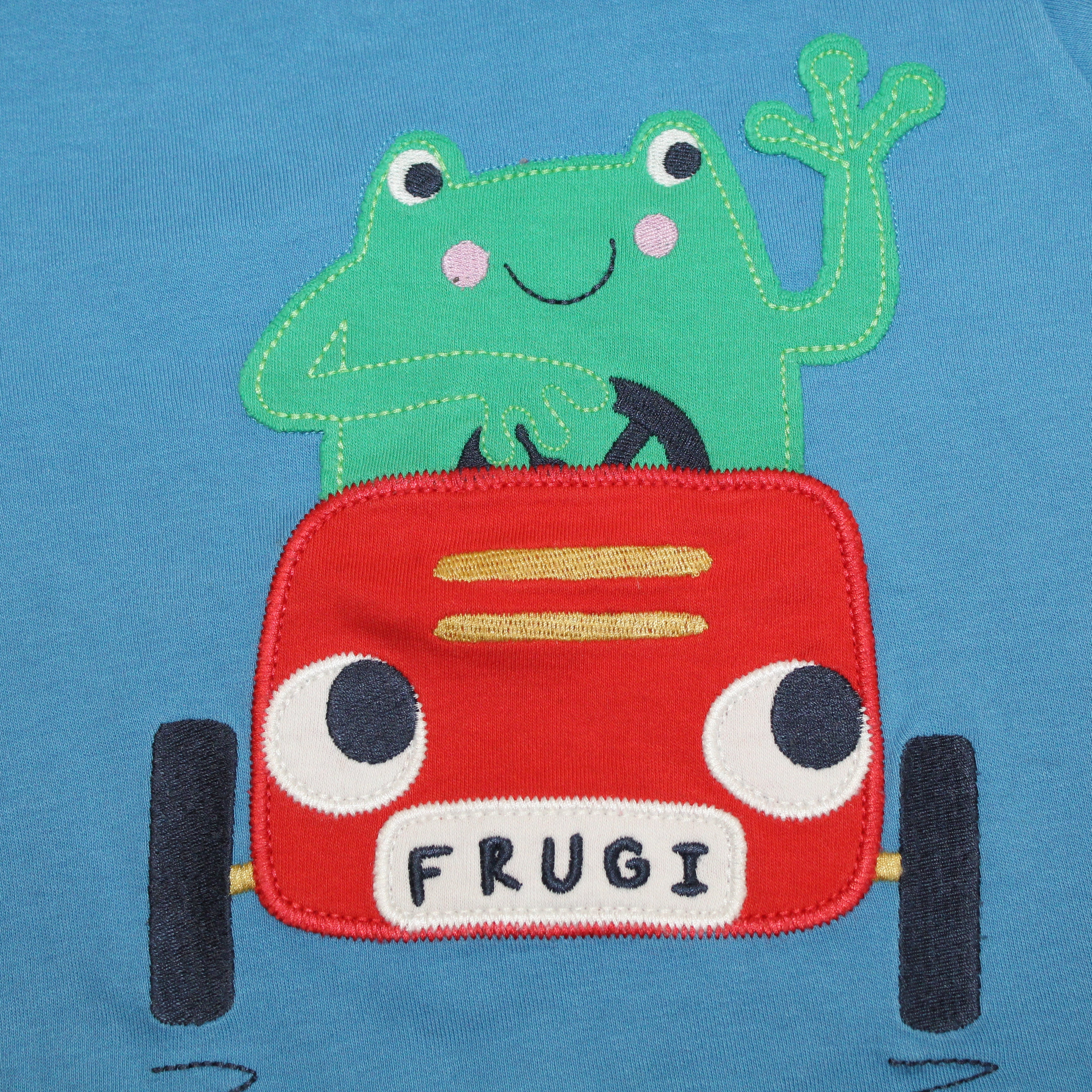 Applique Driving Frog Long Sleeve Top