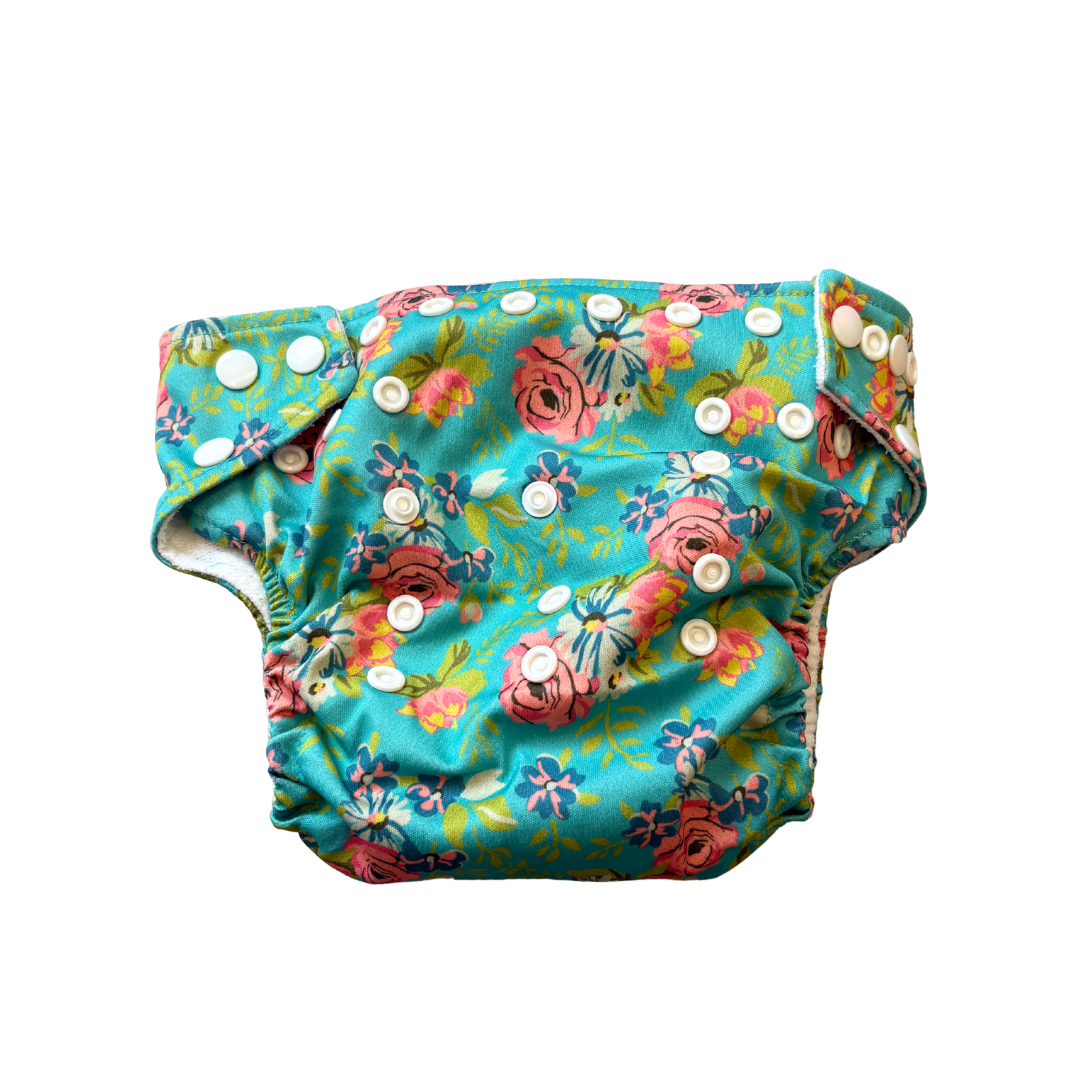 Floral Onesize Reusable Pocket Nappy image 1 of 3 by Little Lamb