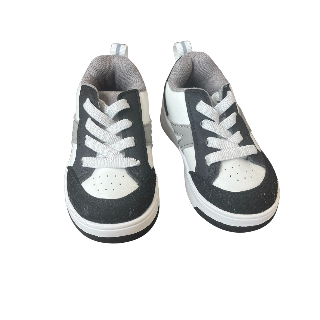 Black/White Elastic Lace Trainers