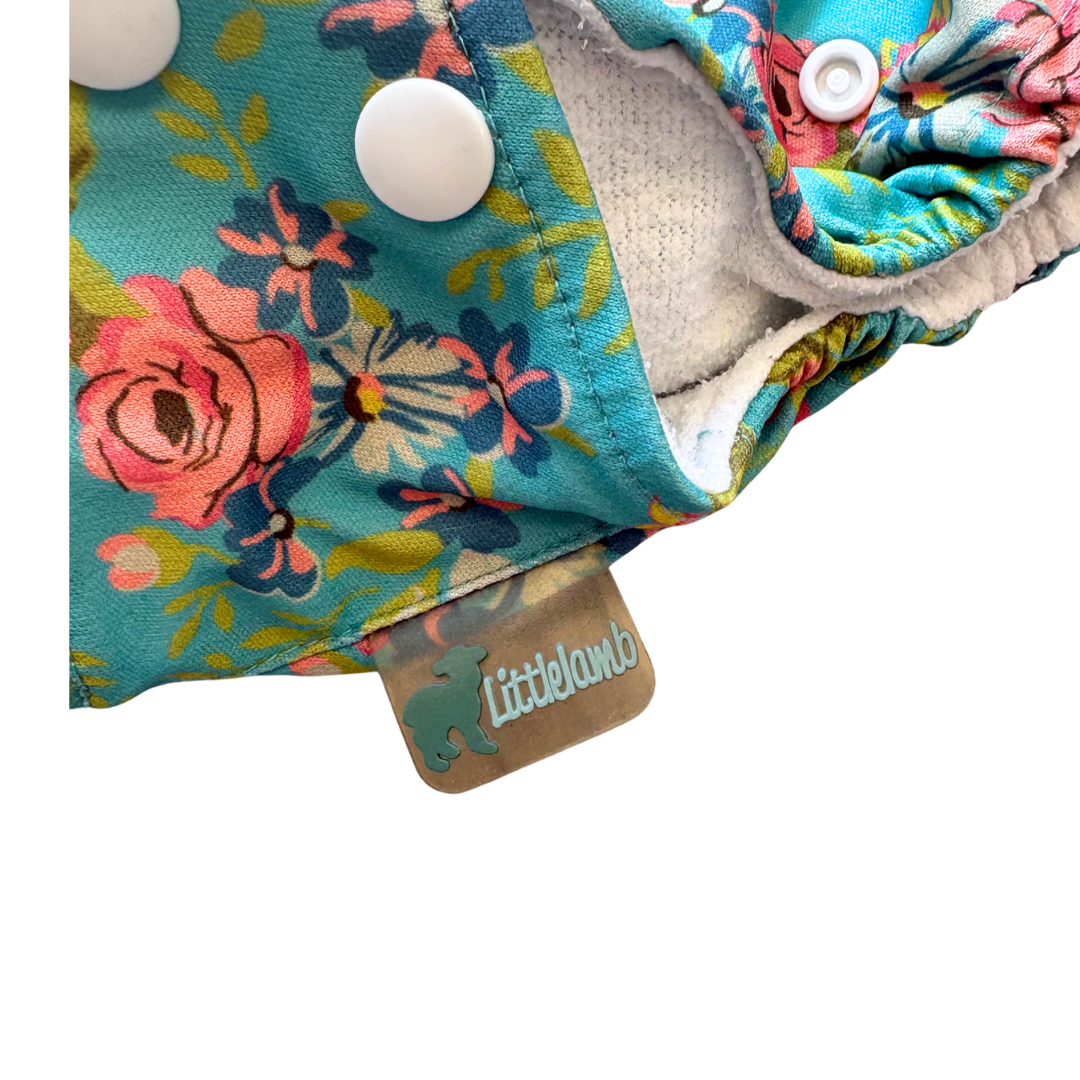 Floral Onesize Reusable Pocket Nappy image 3 of 3 by Little Lamb