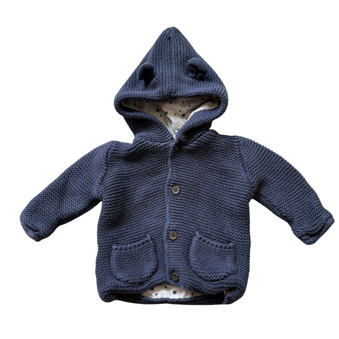 Navy Lined Bear Hooded Cardi product image by George
