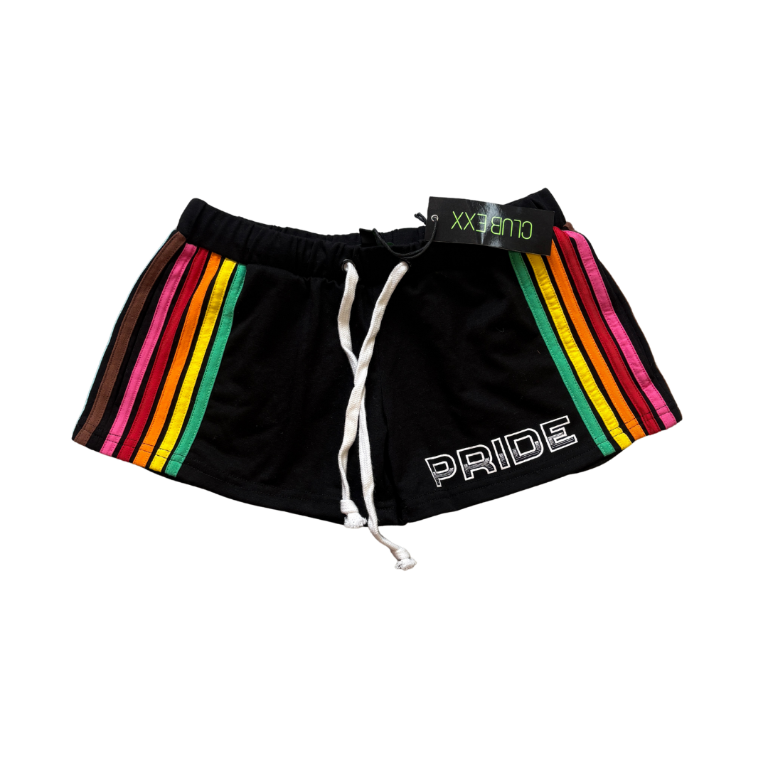Retro Lovin Unisex Pride Rainbow Mini Shorts product image by Club Exx