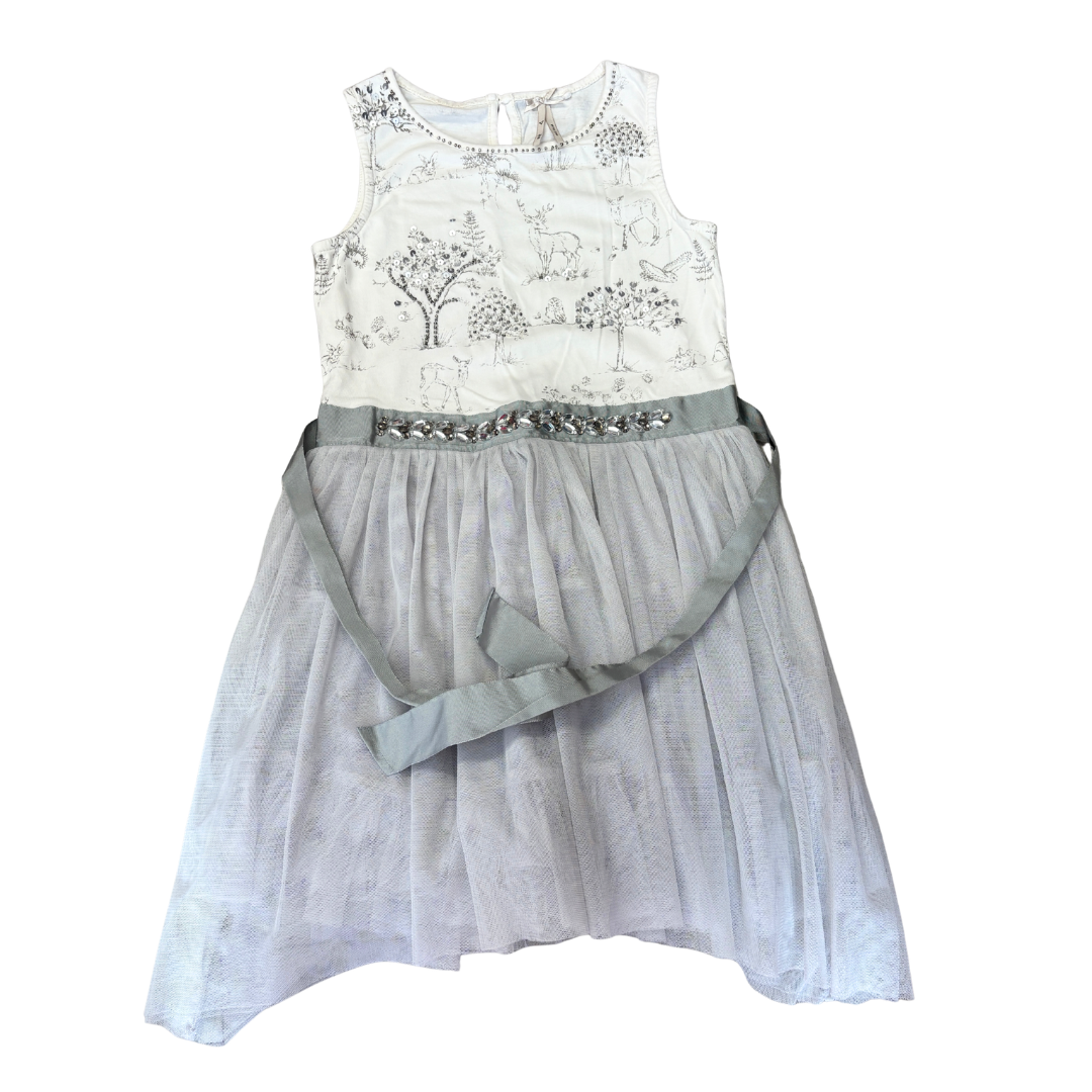 White and Silver Woodland Animals Party Dress product image by Next