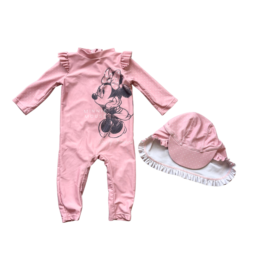 Sun Protection Long Sleeved Minnie Mouse Swimsuit and Hat product image by George