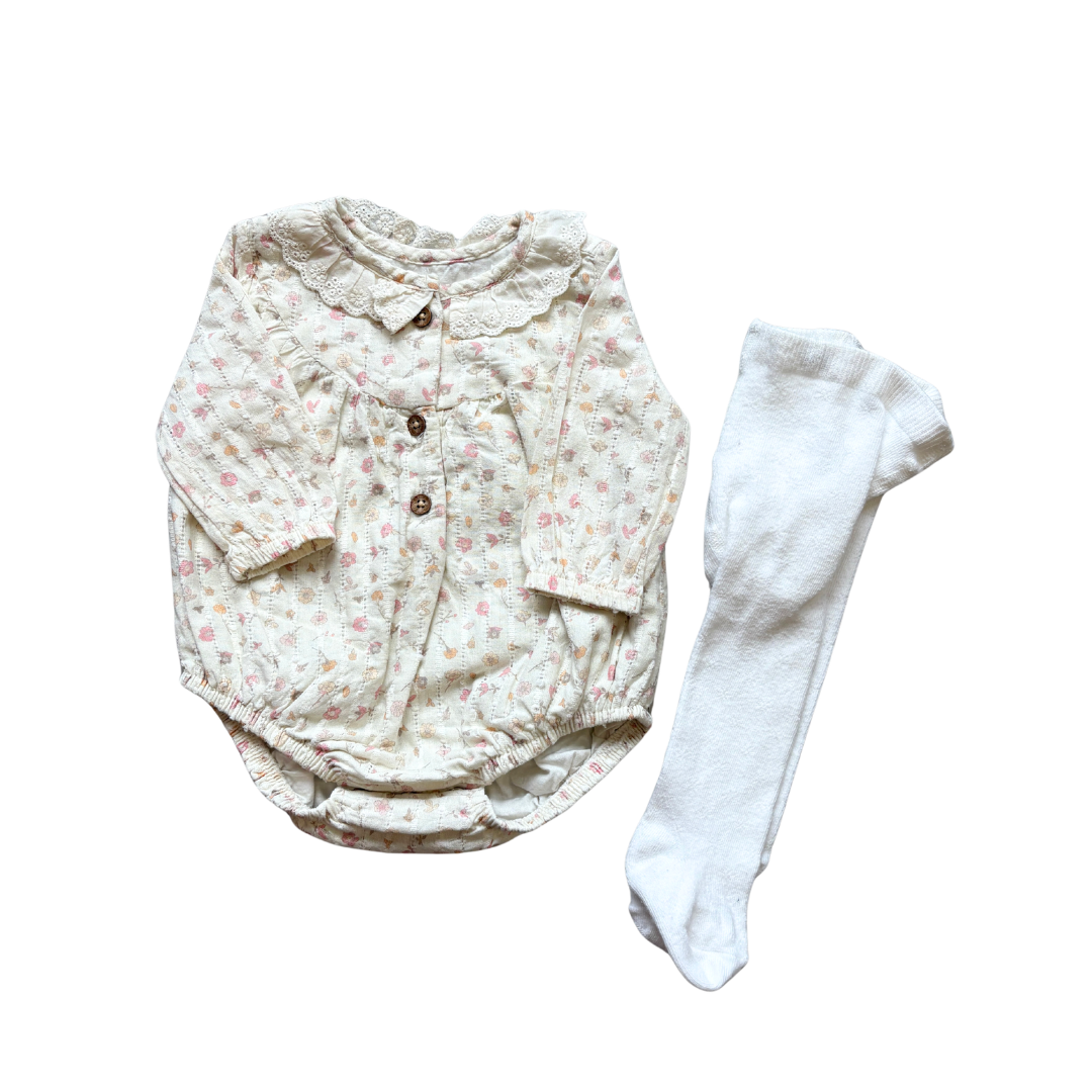 Frill Collar Romper and Tights product image by George