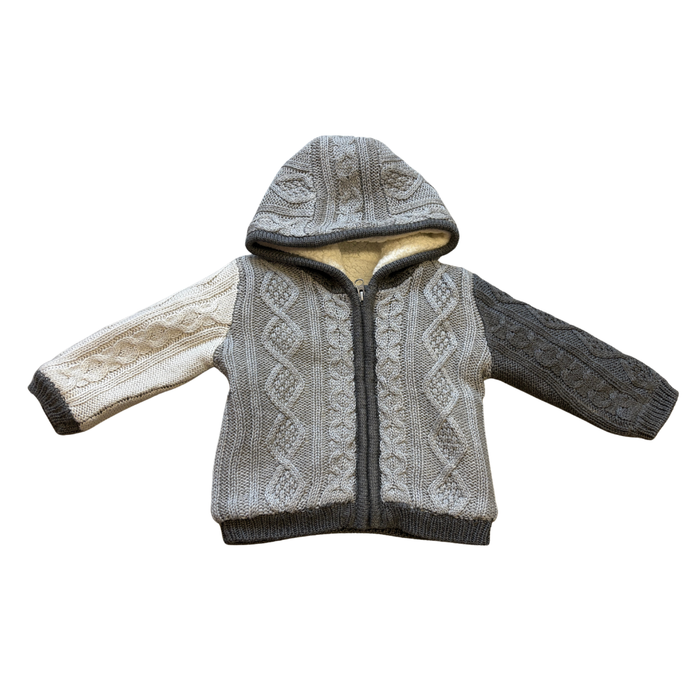 Fleece Lined Hooded Cable Knit Zip Up product image by Nutmeg