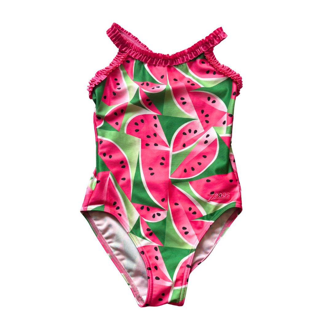 Watermelon Ruffle Crossback Swimsuit product image by Zoggs