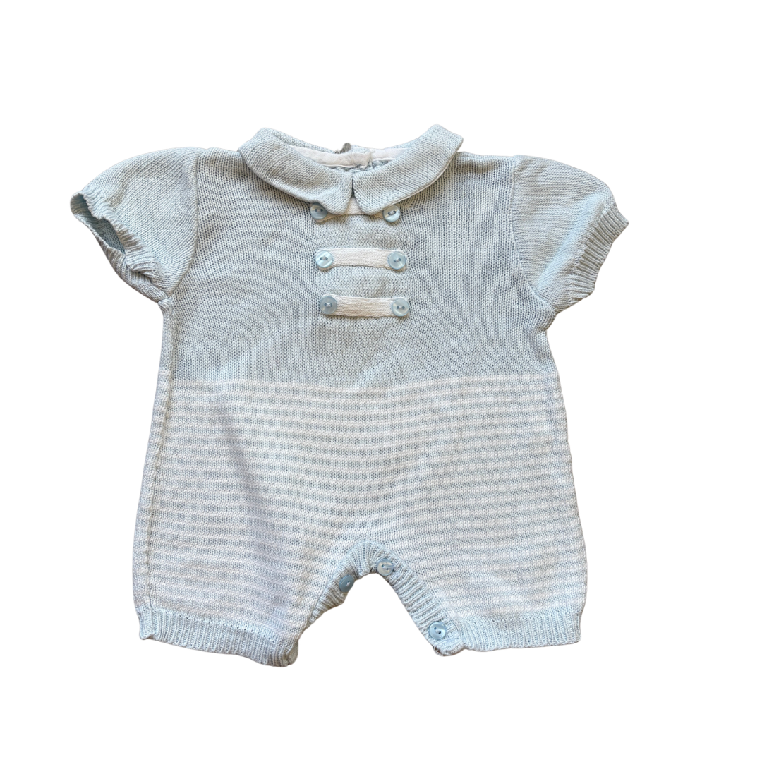 White/Blue Cotton Romper product image by Pex