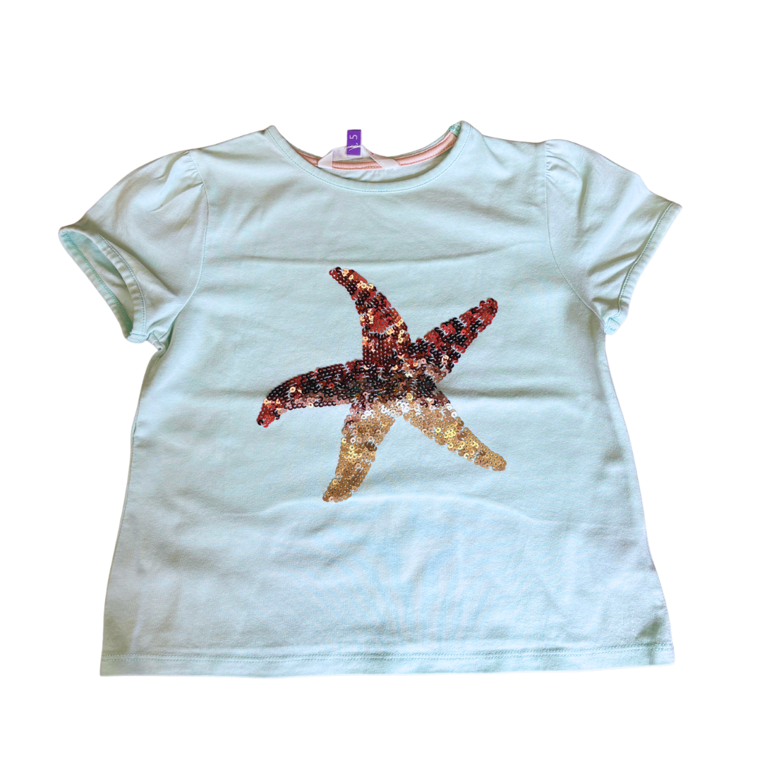 Pale Green Sequin Starfish Tee product image by John Lewis