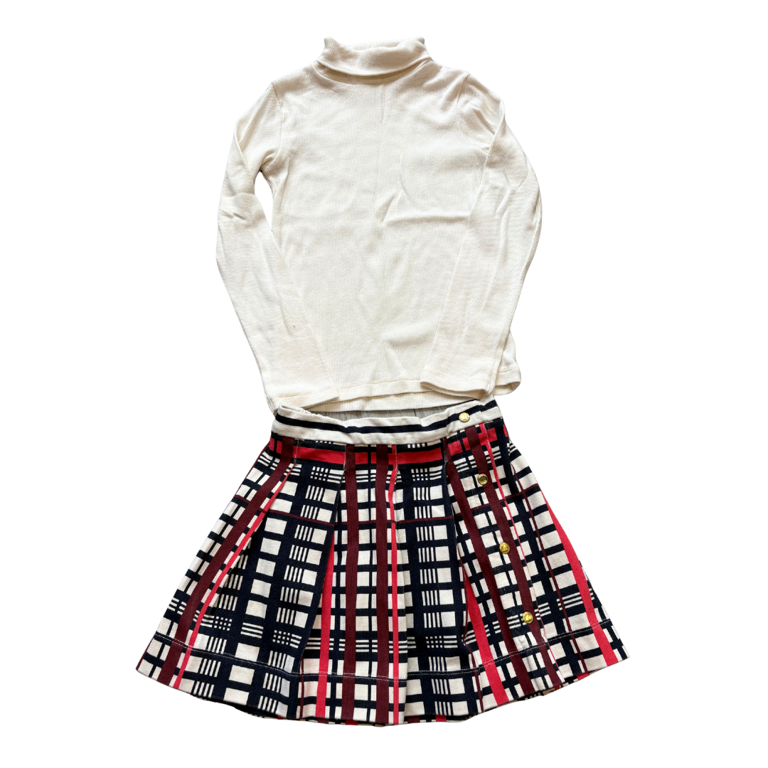 Cotton Patterned Skirt and Roll Neck Ribbed Top product image by Petit Bateau