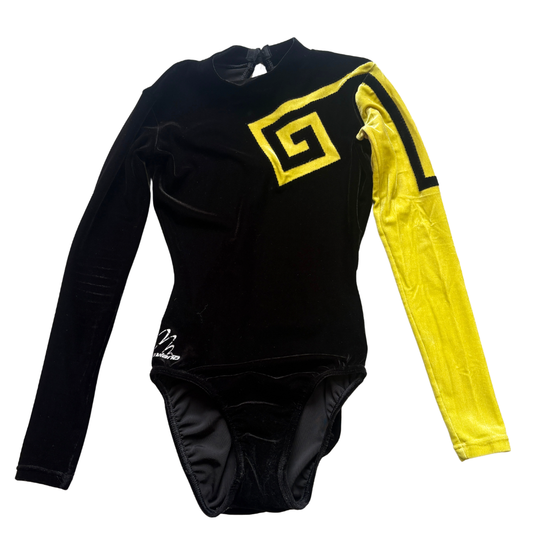 Black and Yellow Velour Long Sleeved Leotard product image by Milano