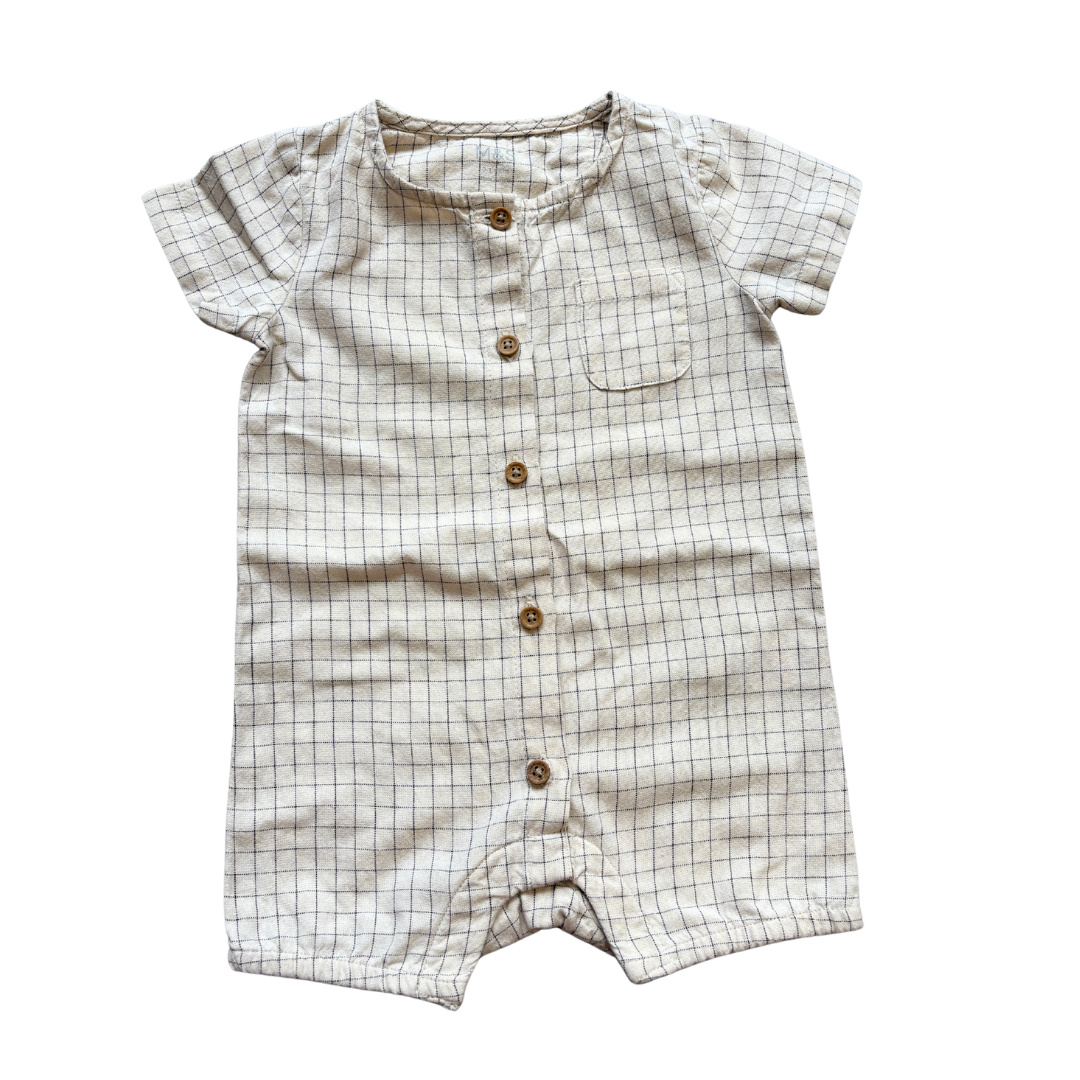Cotton Neutral Check Romper product image by Marks & Spencer