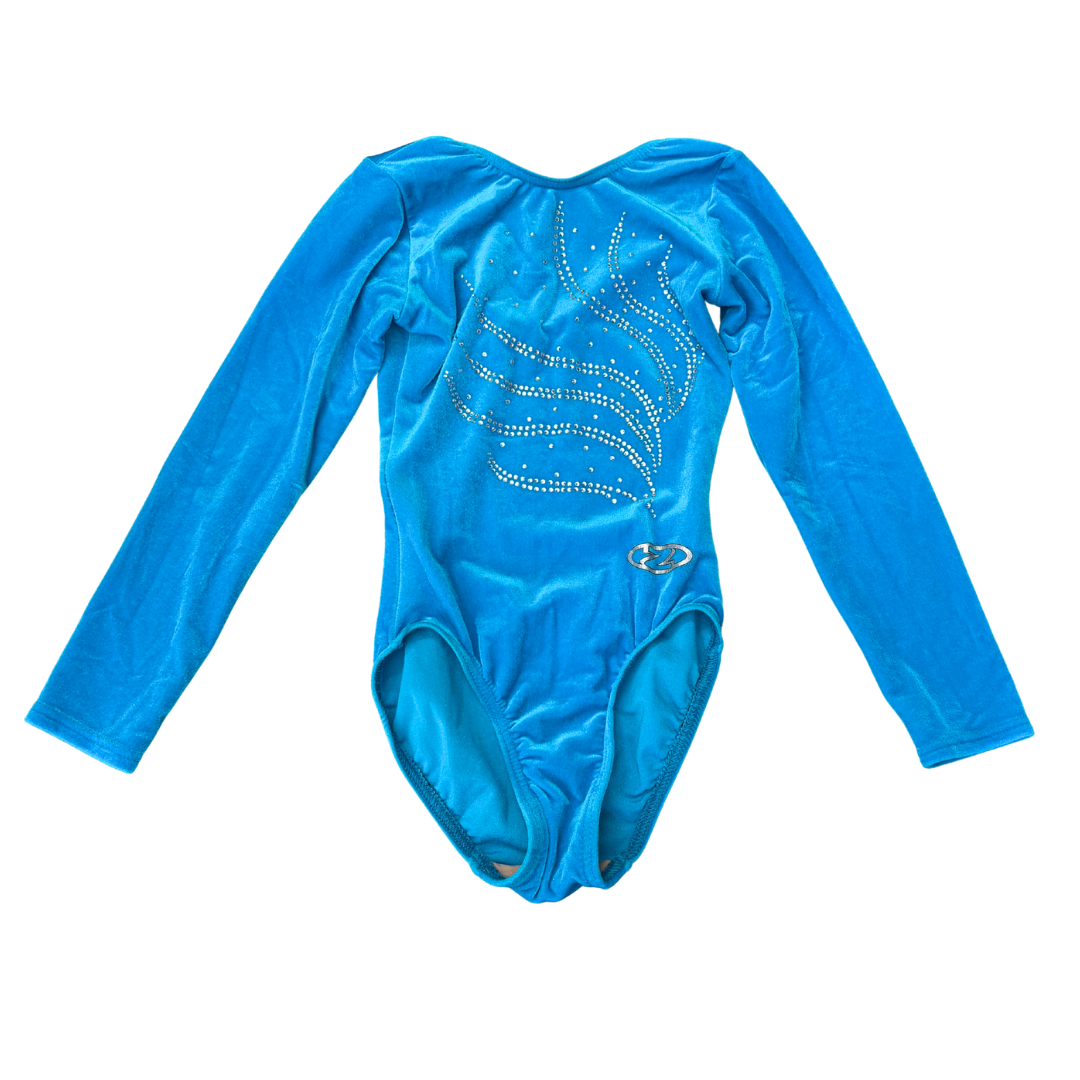 Tiara Crystal Motif Long Sleeved Gymnastics Leotard - Kingfisher product image by The Zone