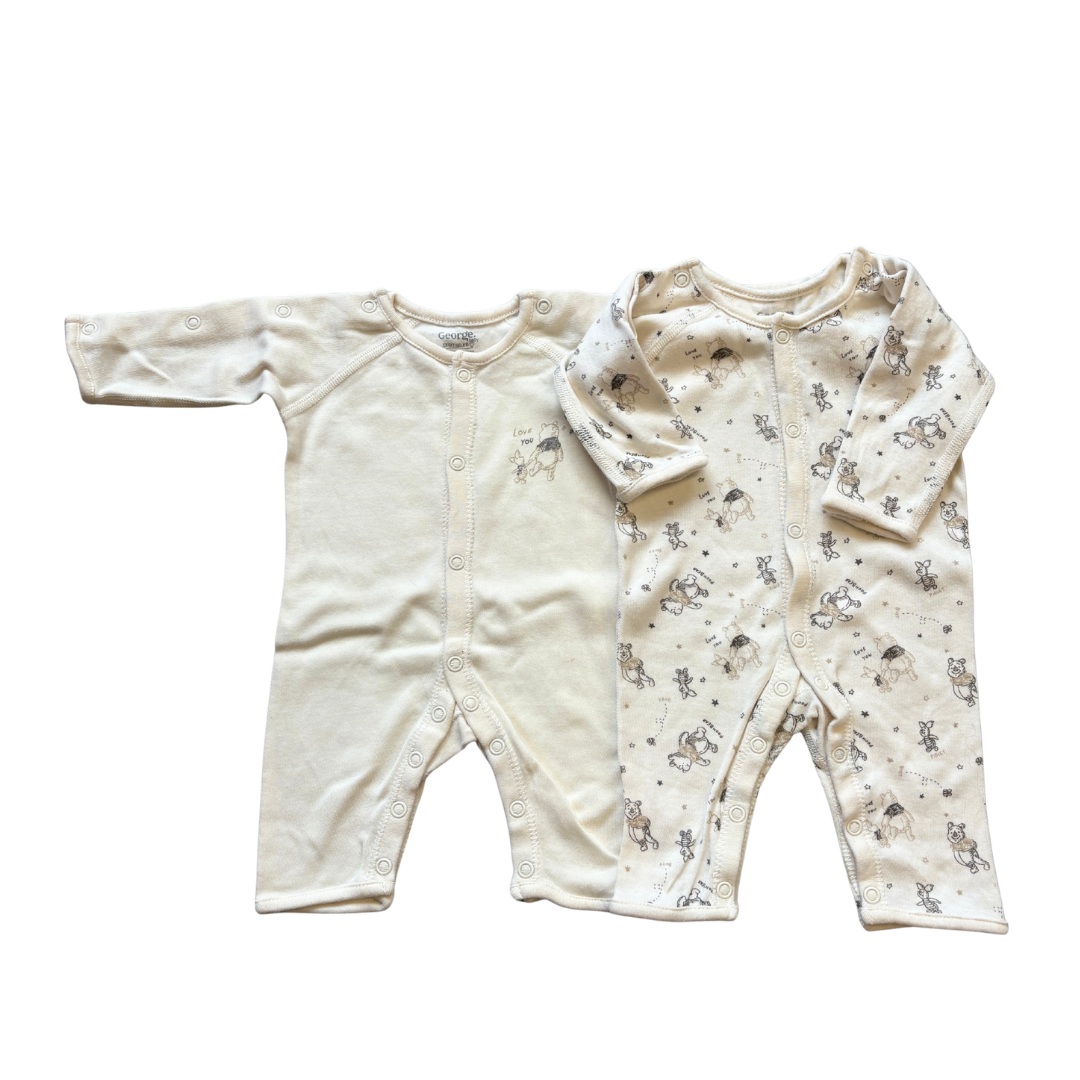Winnie the Pooh Poppered Rompers x2 product image by George