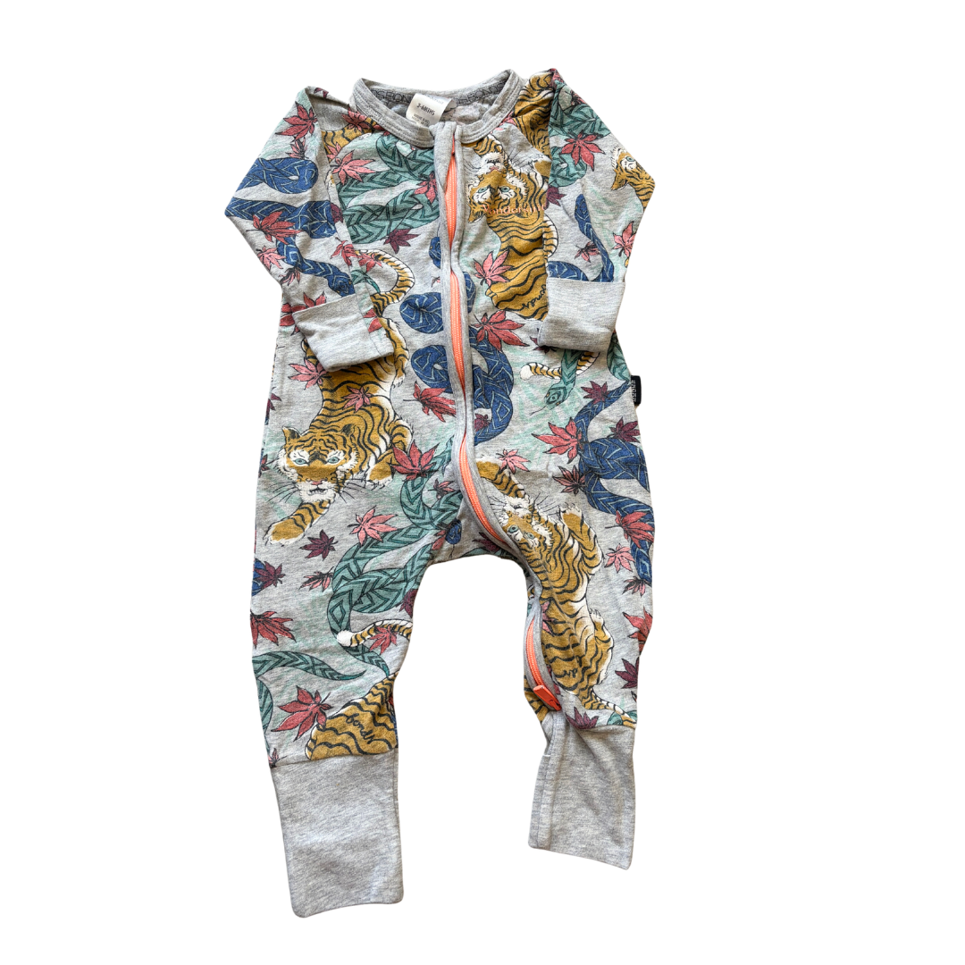 Oriental Tiger Snake Leaf Grey Zip Wondersuit product image by Bonds