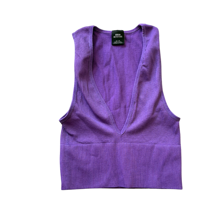 Josie Ribbed V Neck - Purple