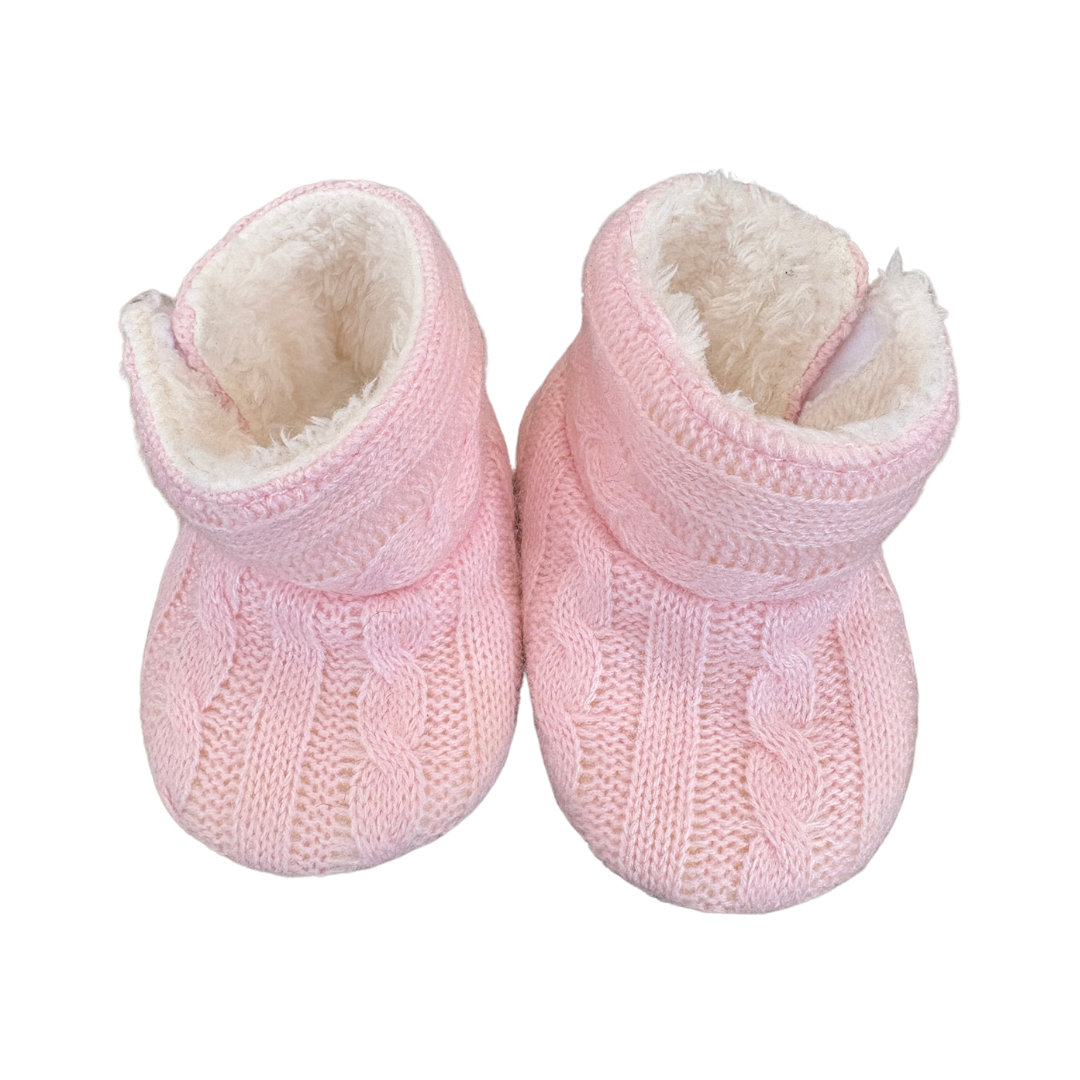 Pink Cable Knit Booties