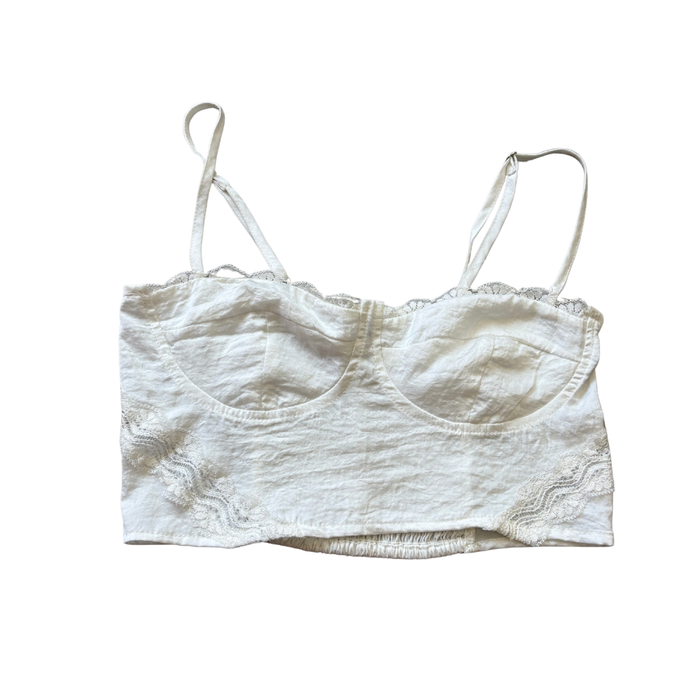 Cream Silky Lace Strappy Top