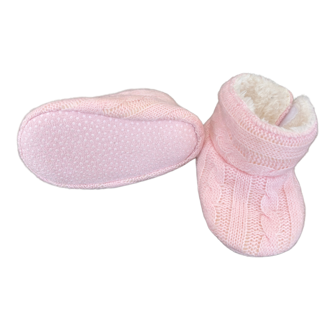 Pink Cable Knit Booties