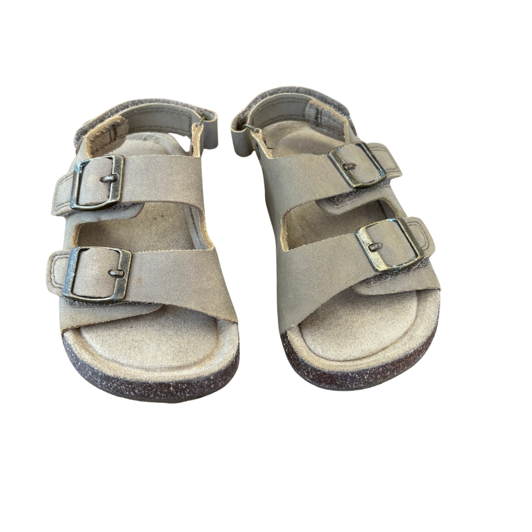 Stone Beige Double Buckle Cushioned Footbed Sandals image 1 of 2 by Next