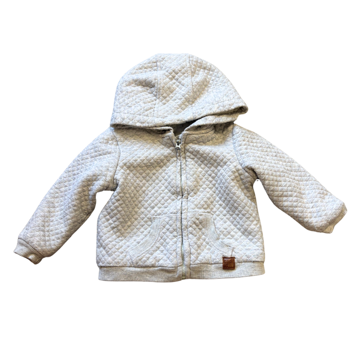 Quilted Fleece Lined Zip Up Hoodie