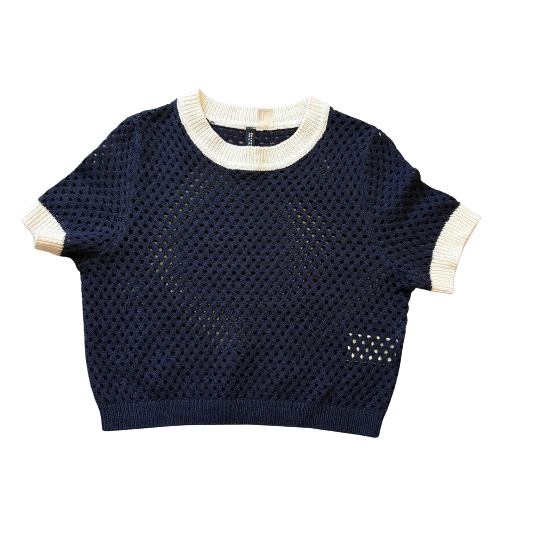 Open Knit Cropped Short Sleeved Top product image by H&M