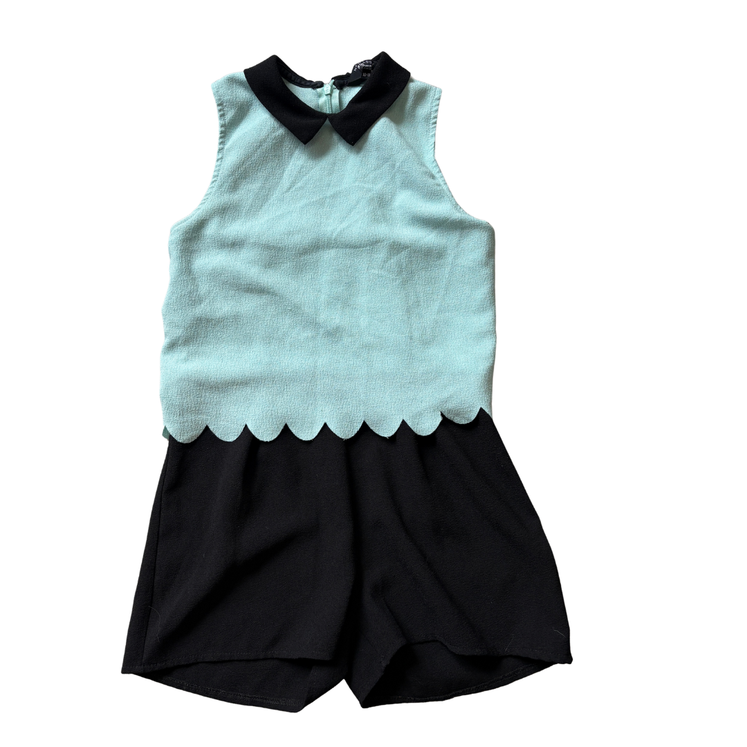 Mint Green and Black Scalloped Playsuit product image by New Look
