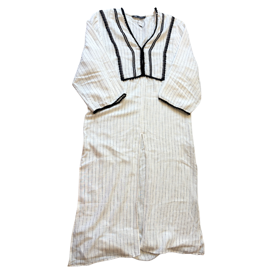 Ecru & Black Rustic Stripe Kaftan product image by Zara