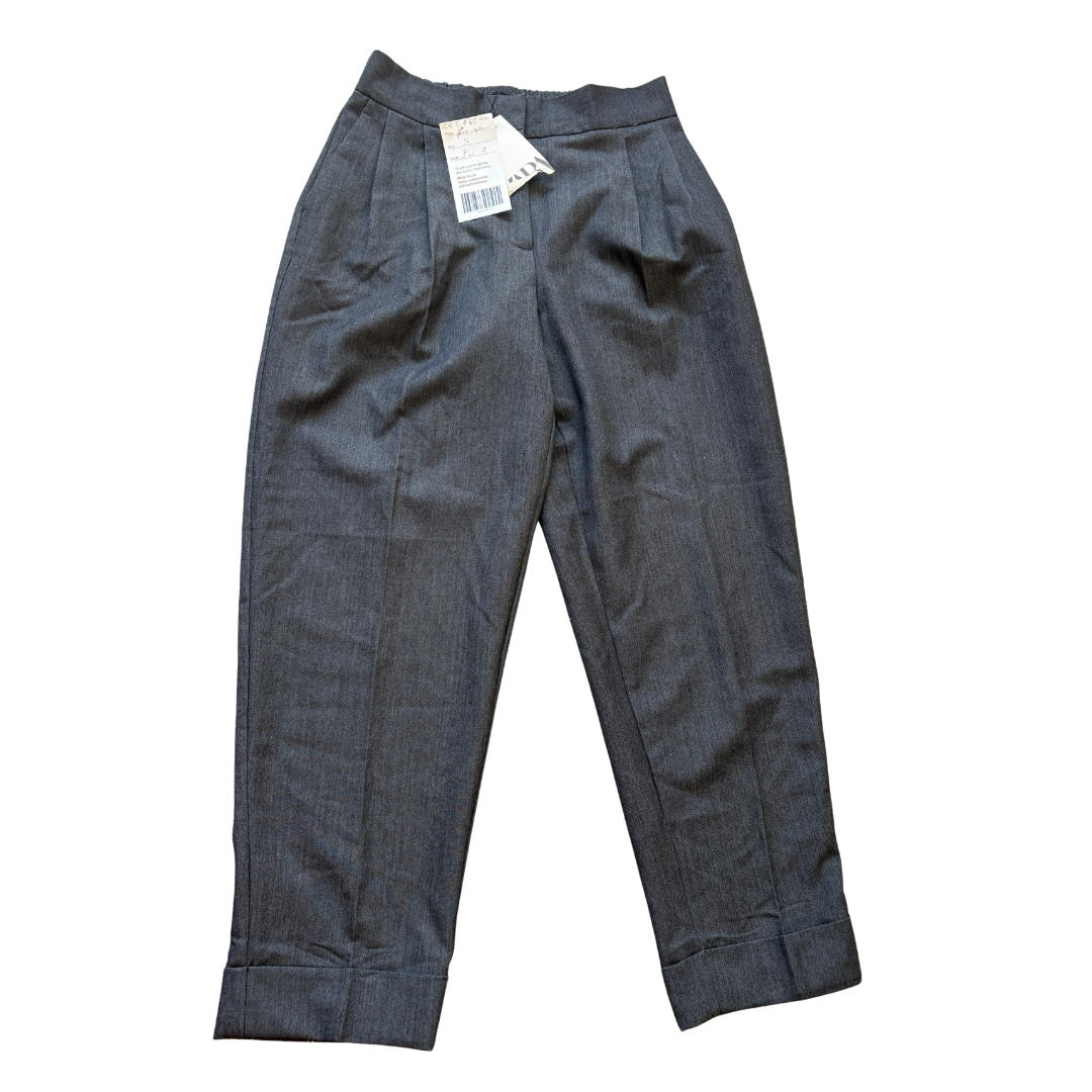 Grey High Waisted Pleated Trousers product image by Zara