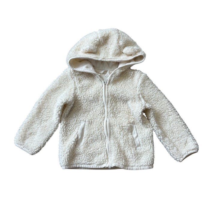 Hooded Cream Zip Up Fleece