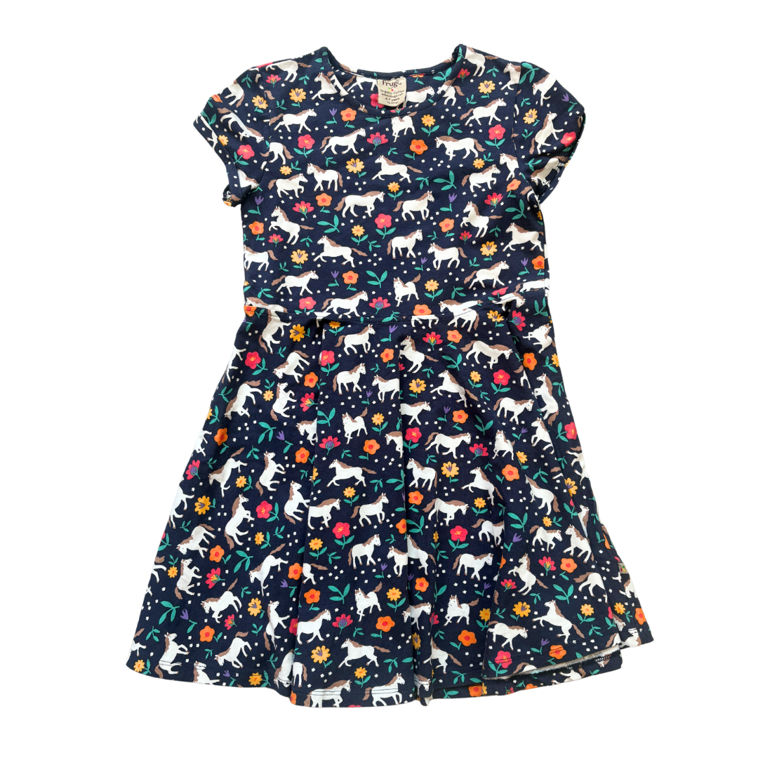 Indigo Wild Horses Skater Dress product image by Frugi