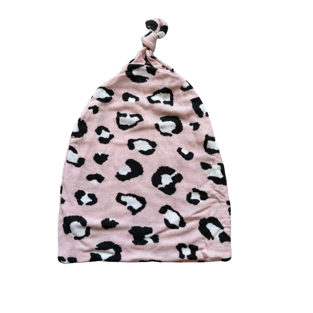Bamboo Pink Leopard Knot Beanie product image by Mama Coco