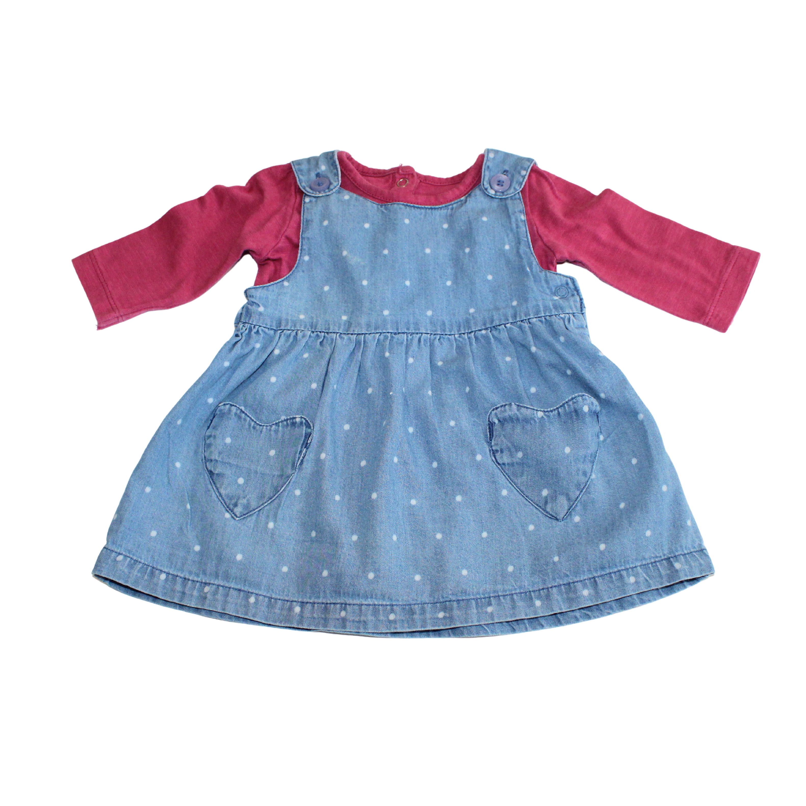 Spotty Dungaree Dress Outfit