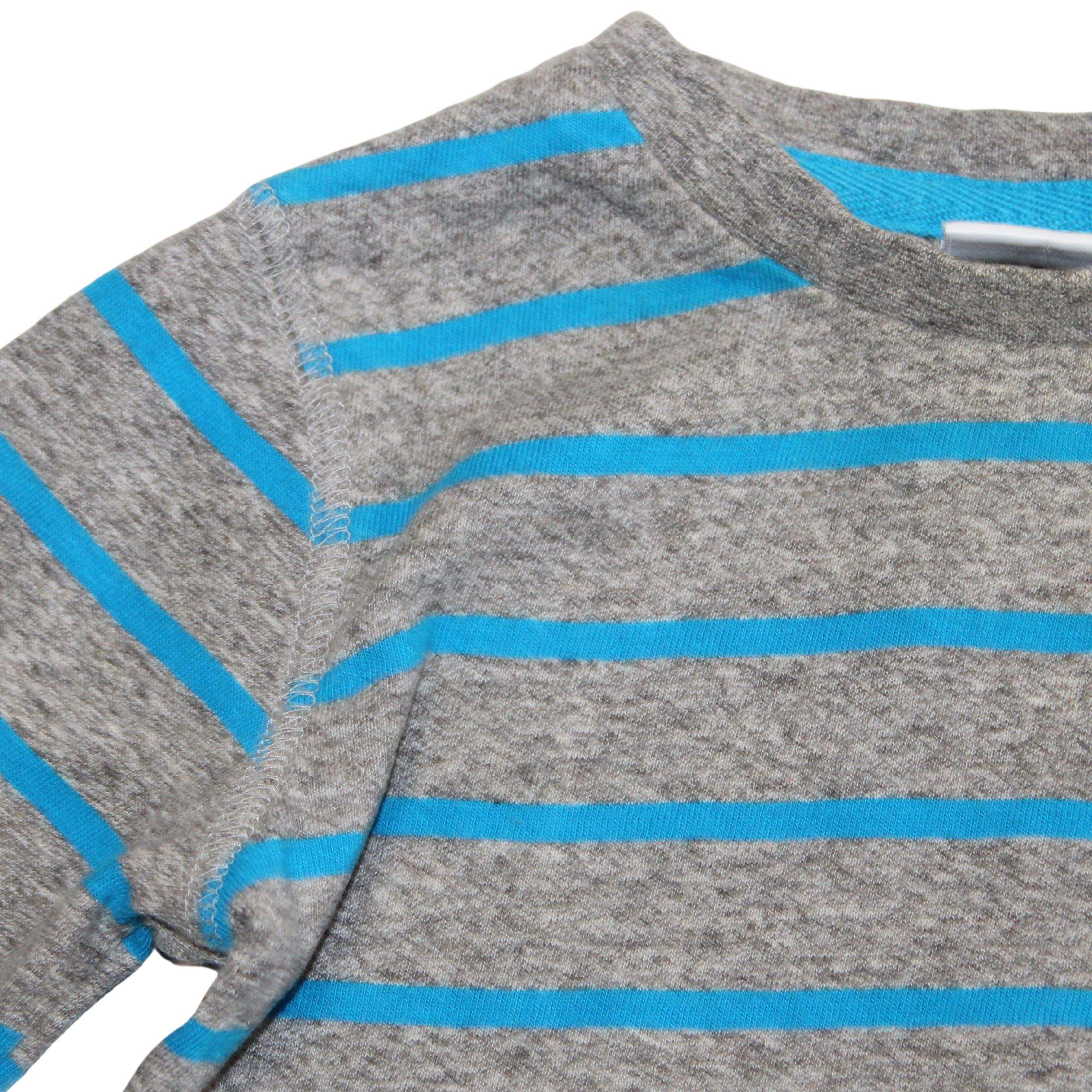 Grey Blue Striped Long Sleeve Top