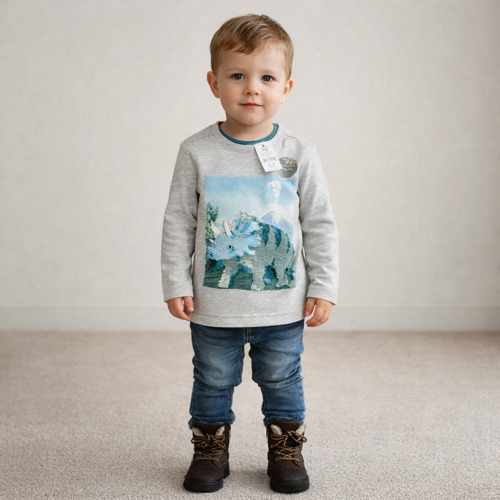 AI image for Sequin Dino Long Sleeved Top