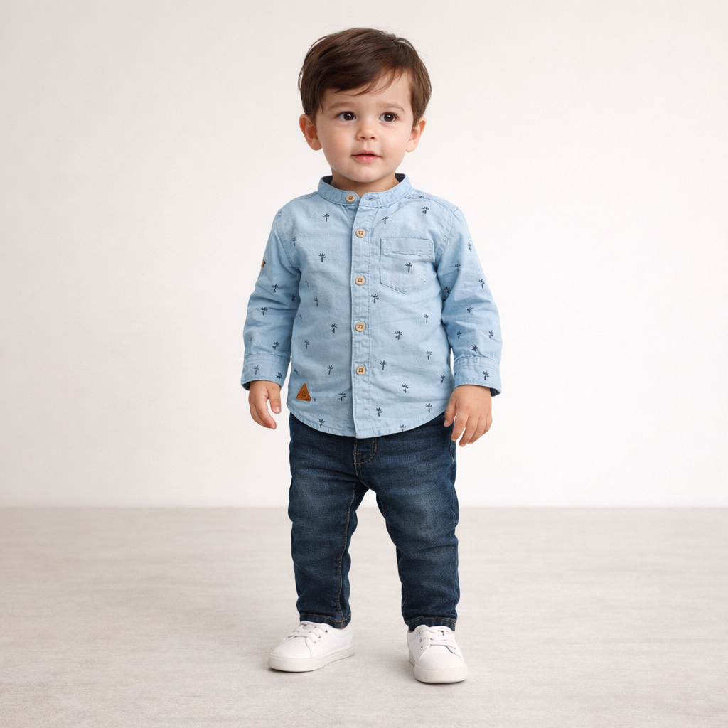 AI image for Palm Print Collarless Shirt